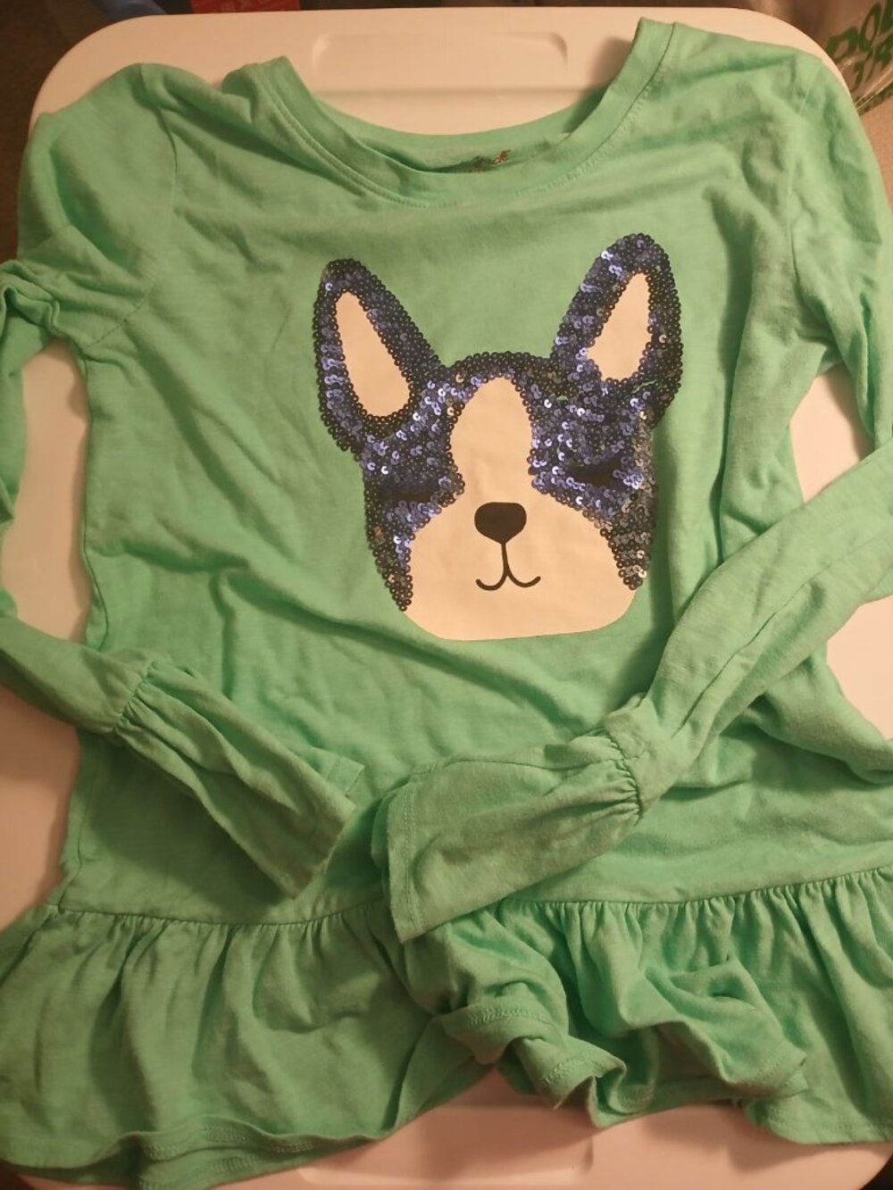 Cat & Jack L 10/12 Girls Blue Dog Shirt